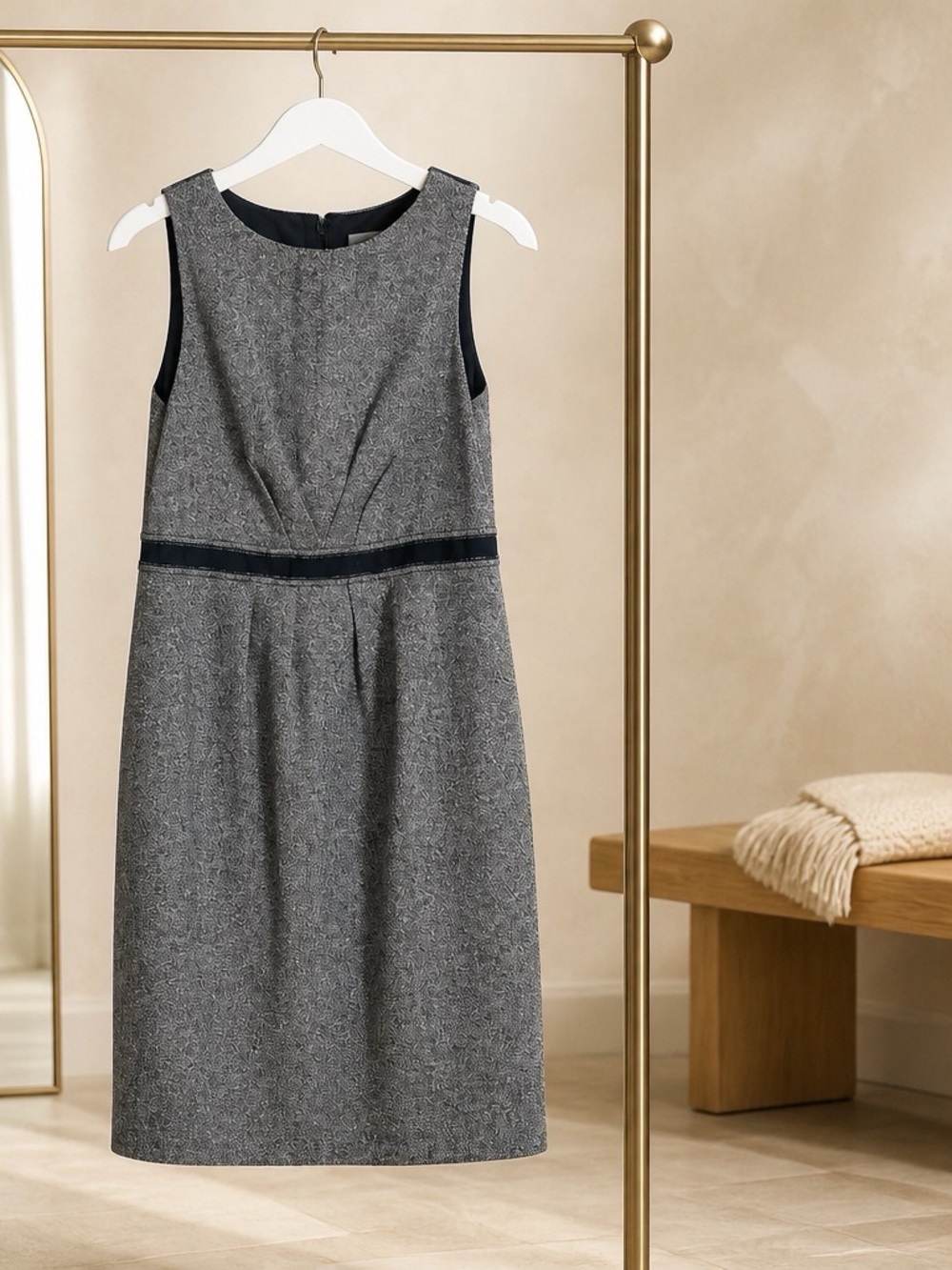 Ann Taylor LOFT Petites Black & White Tweed Sheath Dress Petite SZ 8P Business
